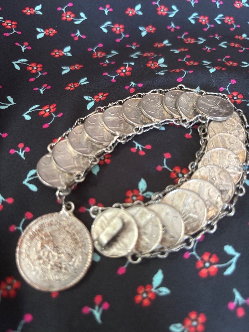 Vintage 1954 Mexican Silver Coin Bracelet